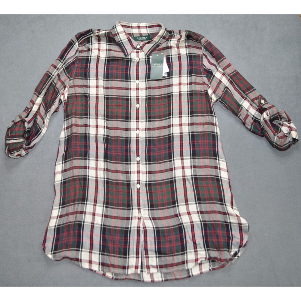 Lauren Ralph Lauren Plaid Button Down Shirt - Red, Green, White
